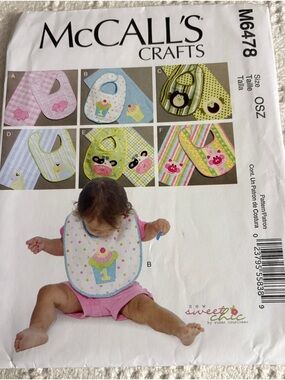 McCalls Crafts Pattern M6478 for Bibs and Burp Cloths